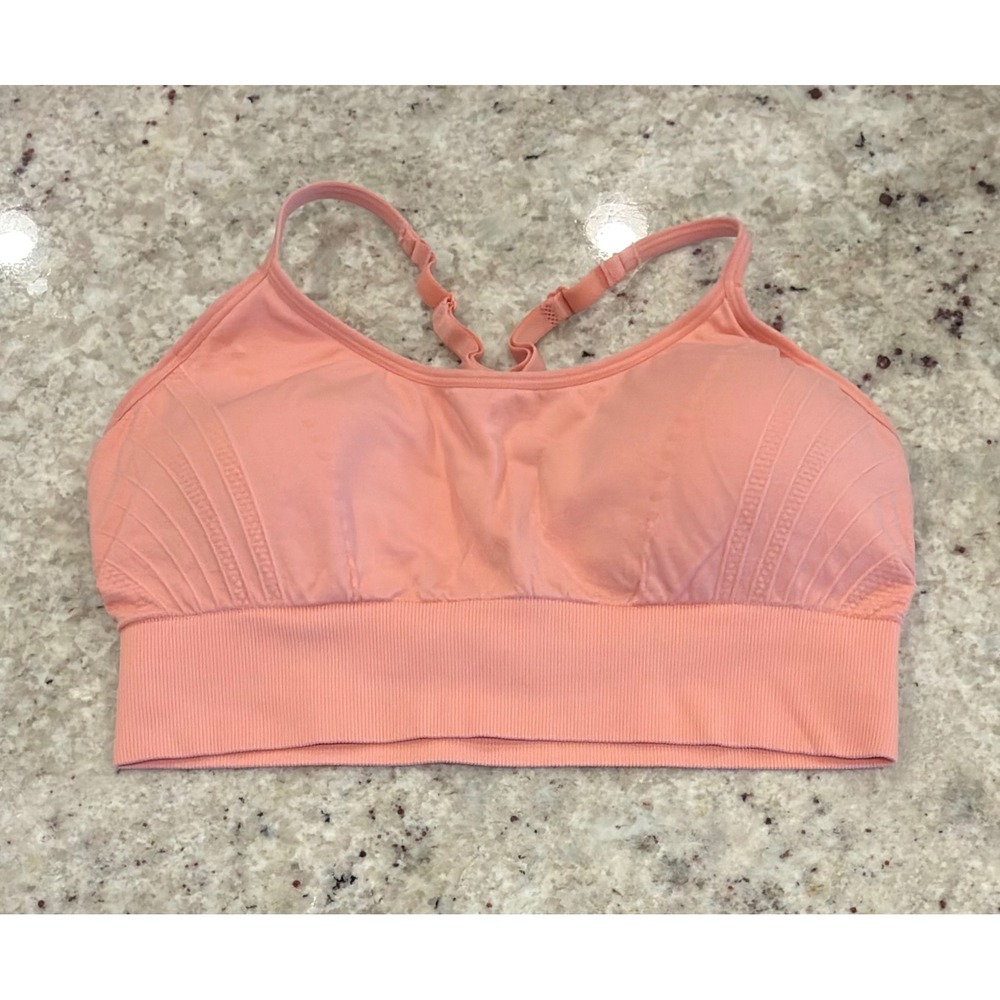 Pro-Fit Seamless Sports Bra Peach Pink Size M Strappy Back